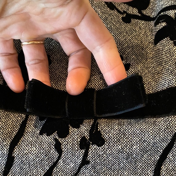 Wool silk blend midi dress with floral velvet burnout black gray sleeveless - Picture 15 of 15